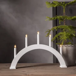 ALBO Träljusstake 5L 33cm Båge Vit