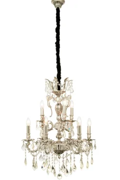 ALLINGTON Kristallkrona 6+3-Arm 60cm Antiksilver