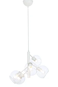 ATOM Taklampa 5-arm 48cm Vit/Klar