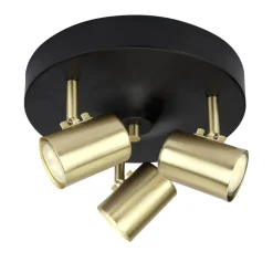 BALDER Takspot Rund 3L 25cm Svart/Matt Mässing