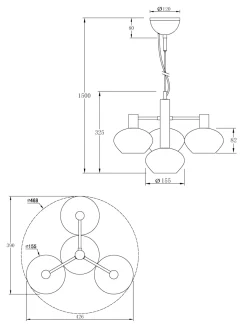 BELL Taklampa 4:a 47cm Svart/Rökgrå