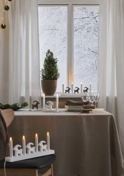 BRUSE Ljusstake 17,5cm LED Vit/Trä