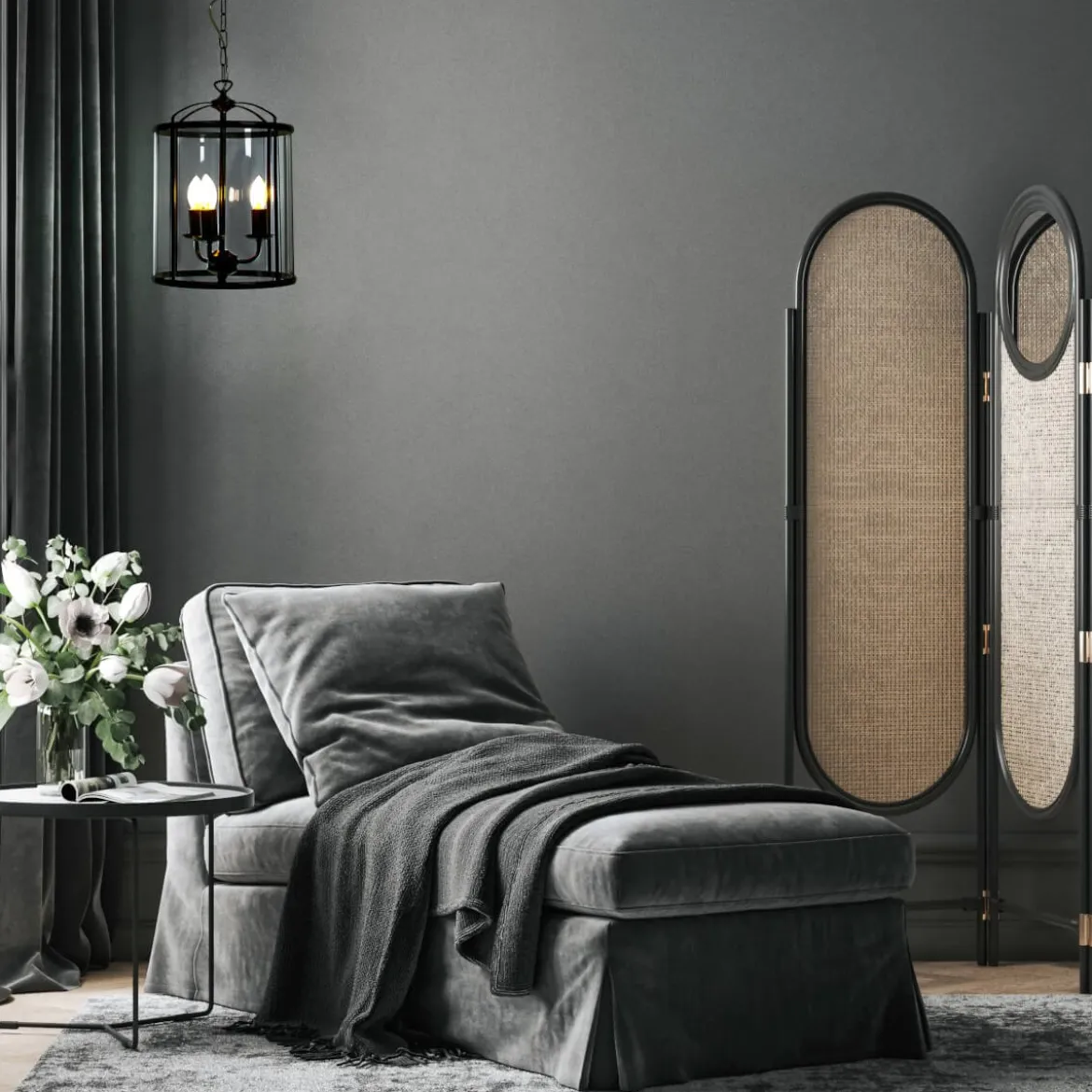 BUDGIE Taklampa Ø28 41cm Svart/Rökgrå