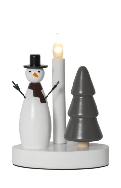 CHRISTMAS JOY Ljusstake Snögubbe 21cm Vit