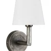 COLUMBUS Vägglampa 30cm Råsilver/Vit Linneskärm