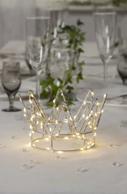 CROWN Bordsdekoration Batteri 70L 17cm Silver