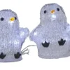 CRYSTALO Utomhusdekoration Pingviner Batteri 12cm 40LED Grå