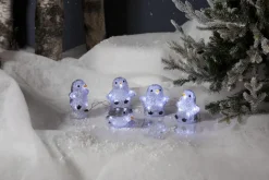 CRYSTALO Utomhusdekoration Pingviner Batteri 12cm 40LED Grå