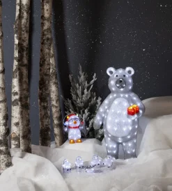 CRYSTALO Utomhusdekoration Pingviner Batteri 12cm 40LED Grå