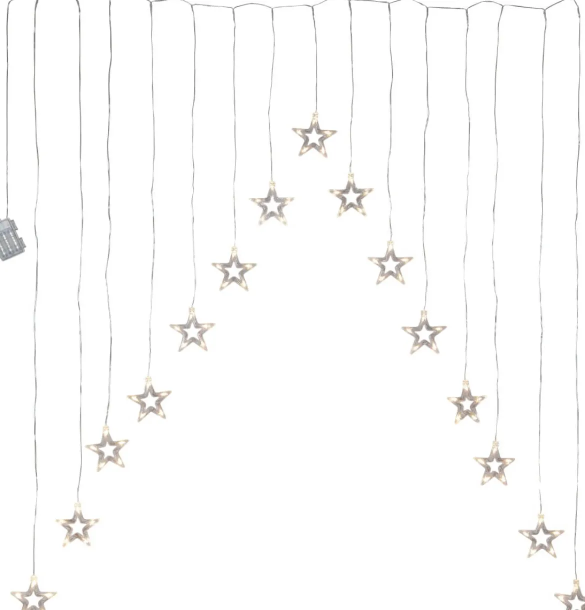 DECYSTAR Ljusgardin Batteri 1,25m 15LED Varmvit/Klar