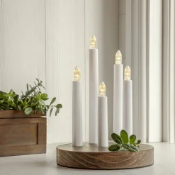 DORIS Ljusstake Batteri 17,5cm LED Vit/Trä