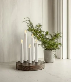 DORIS Ljusstake Batteri 17,5cm LED Vit/Trä