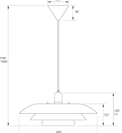 EPSILON Taklampa 45cm Matt Mässing