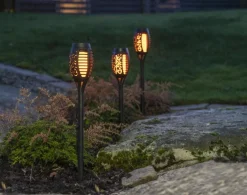 FLAME MINI Solcells-pollare 3-Pack 40cm Svart