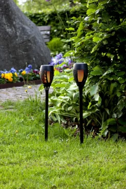 FLAME Solcellsfackla 9cm Svart IP44