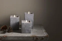 FLAMME CEM LED-Blockljus Batteri 14,5cm Grå