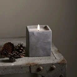 FLAMME CEM LED-Blockljus Batteri 11,5cm Grå