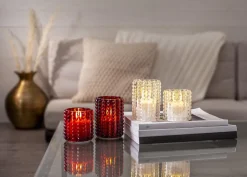 FLAMME DOTTY LED-Blockljus Batteri 13cm Röd