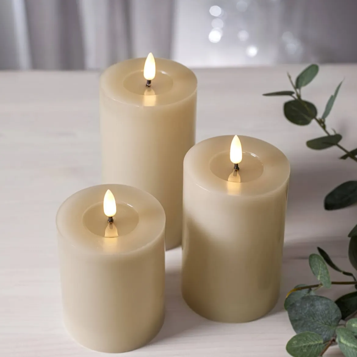 FLAMME FLOW LED-Blockljus Batteri 12,5cm Beige