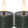 FLAMME FLOW LED-Värmeljus 2-pack 4cm Grön