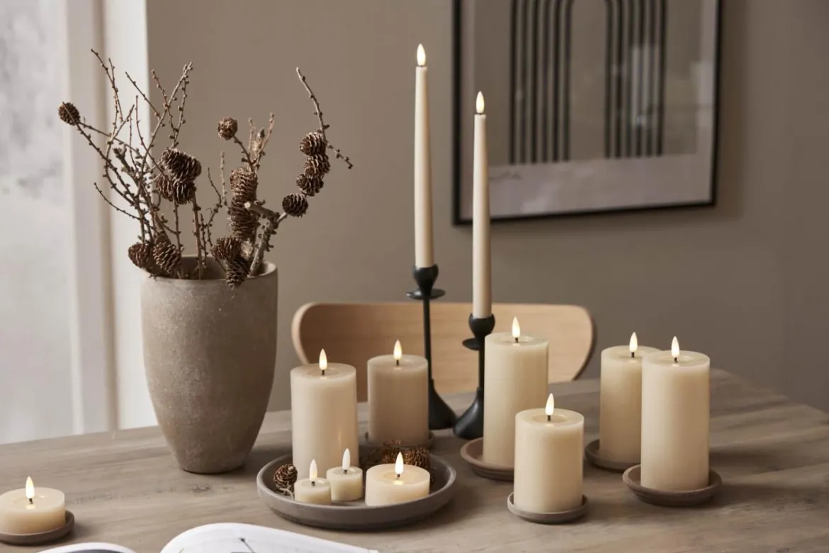 FLAMME FLOW LED-Värmeljus 2-pack 7cm Beige