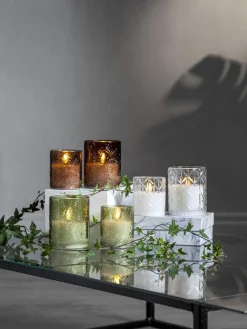 FLAMME LEAF LED-Blockljus 10cm Brun
