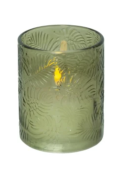 FLAMME LEAF LED-Blockljus 12,5cm Grön
