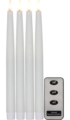 FLAMME LED-Antikljus 4-Pack 28,5cm Vit