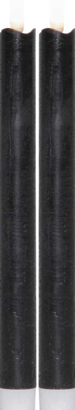 FLAMME LED-Antikljus 2-Pack Batteri 25cm Svart