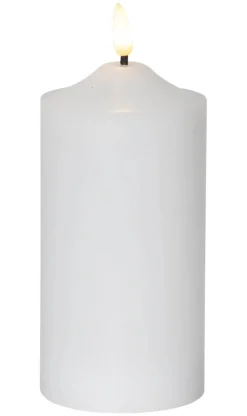 FLAMME LED-Blockljus 17cm Vit Vax
