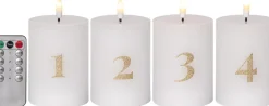FLAMME LED-Blockljus 4-Pack 12,5cm Vit