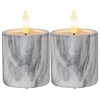 FLAMME MARBLE LED-Blockljus 2-Pack 9cm Grå