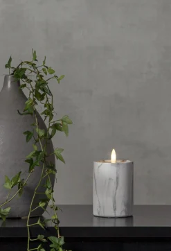 FLAMME MARBLE LED-Blockljus 12,5cm Grå