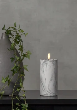 FLAMME MARBLE LED-Blockljus 17,5cm Grå