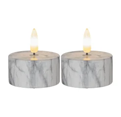 FLAMME MARBLE LED-Värmeljus 2-Pack 6cm Grå