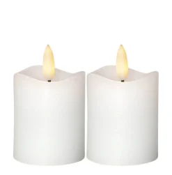 FLAMME 2-PACK LED-Blockljus 7,5cm Vit