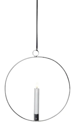 FLAMME RING med Batteridrivet Antikljus 28,5cm Silver