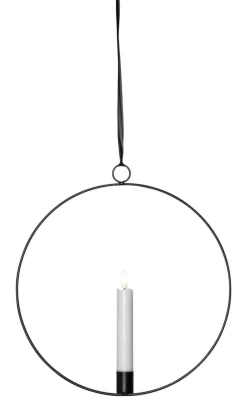 FLAMME RING med Batteridrivet Antikljus 28,5cm Svart
