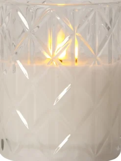 FLAMME ROMB LED-Blockljus Batteri 12,5cm Klar