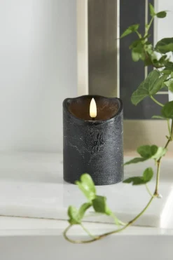 FLAMME RUSTIC LED-Blockljus 10cm Svart