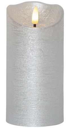 FLAMME RUSTIC LED-Blockljus 15cm Silver