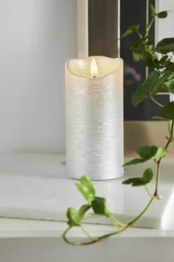FLAMME RUSTIC LED-Blockljus 15cm Silver