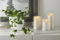 FLAMME RUSTIC LED-Blockljus 15cm Silver