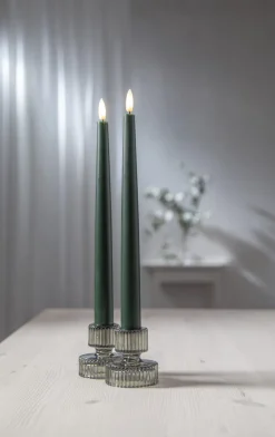 FLAMME SLIM LED-Antikljus 2-pack 28 cm Grön