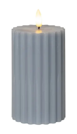 FLAMME STRIPE Blockljus 15cm Blå