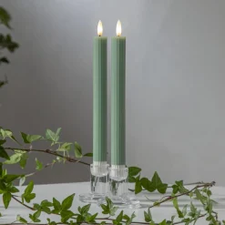 FLAMME STRIPE LED-Antikljus 2-pack 25cm Grön