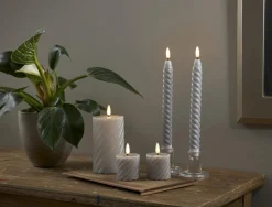 FLAMME SWIRL LED-Antikljus 2-Pack 25cm Grå