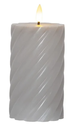 FLAMME SWIRL LED-Blockljus 15cm Grå