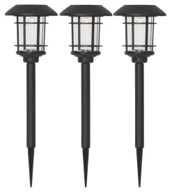 FRIDE Solcells-pollare 3-Pack 34cm Svart