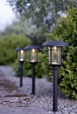 FRIDE Solcells-pollare 3-Pack 34cm Svart